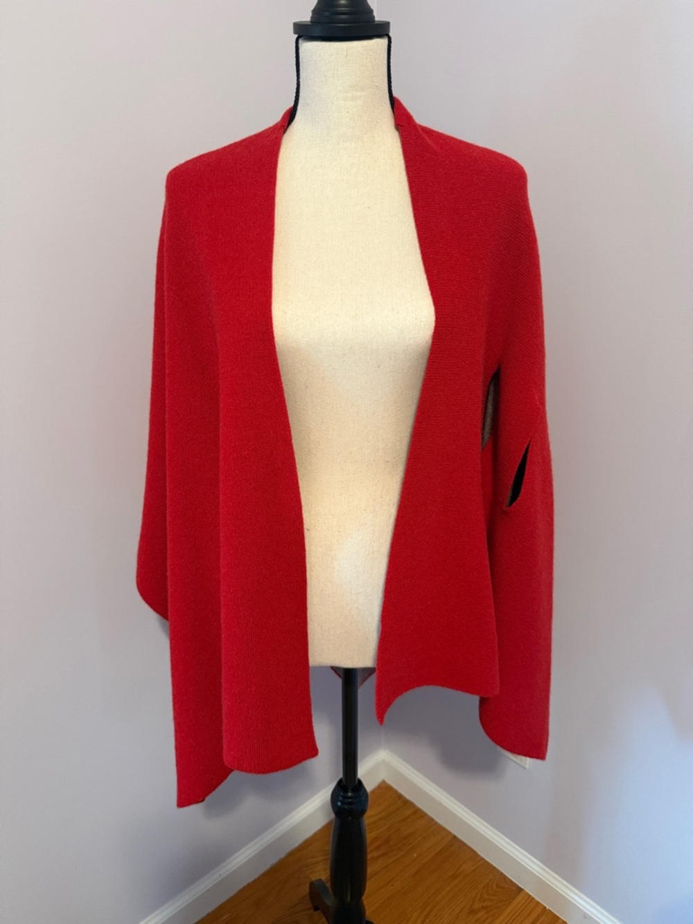 Red Open-Front Women's Shawl Cardigan